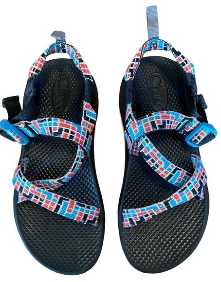 Chaco Girl orUnisex Z/1 Ecotread Sports Water Sandal Wide Strap SZ 4 Blue Orange - Picture 1 of 10